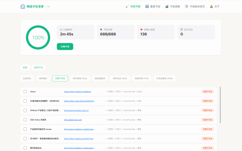开源浏览器插件-懒猫书签清理