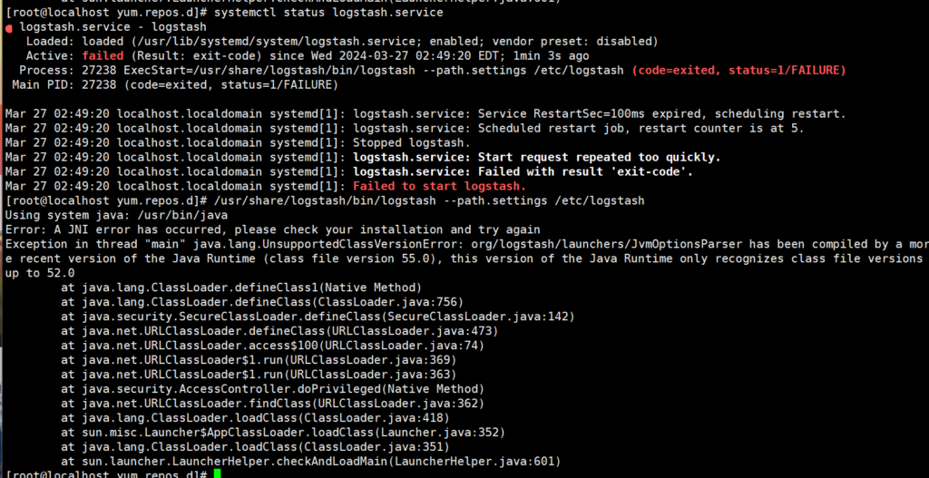 Logstash:Start request repeated too quickly无法启动